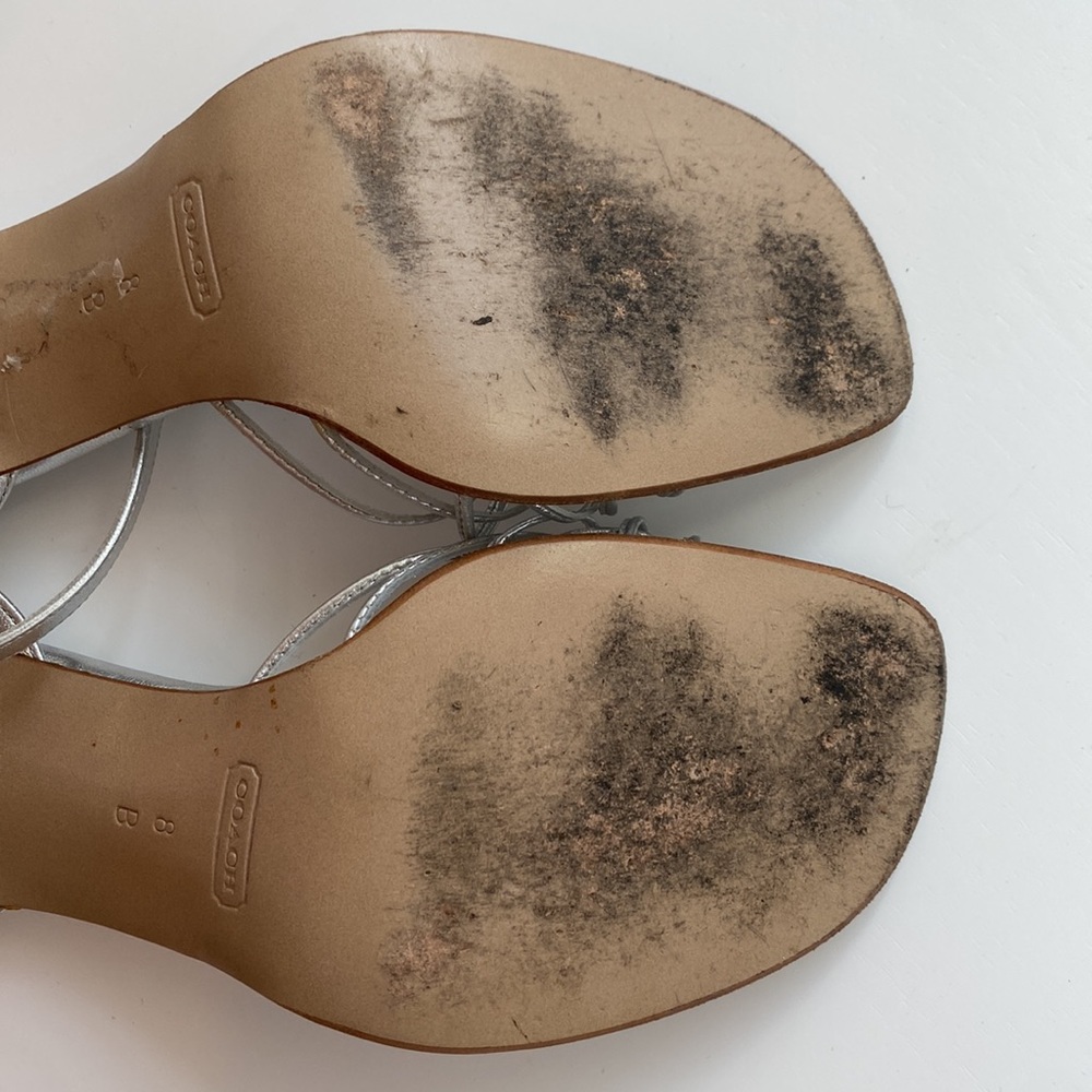 COACH Silver Strap stacked Heel Sandals - Picture 6 of 10